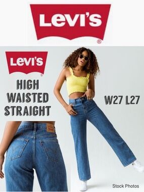 Levi's High Waisted Straight Jeans Medium Wash W27 L27